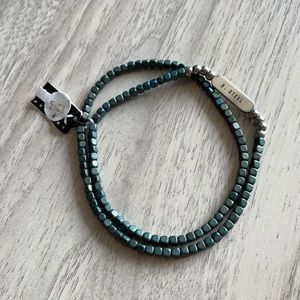 INOX Long Green Square Bead Bracelet